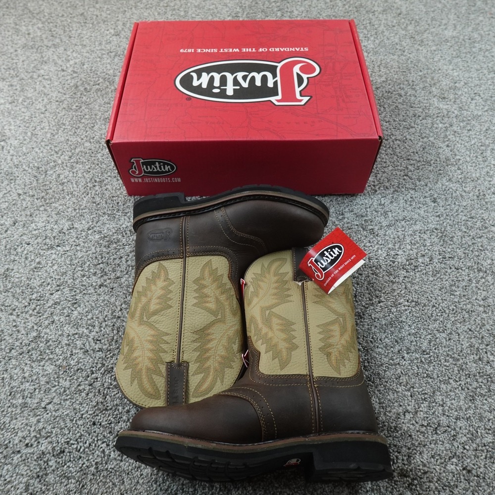 NEW Justin Boots Mens 9.5 D Superintendent Cowhide Stampede Western Cowboy Shoes